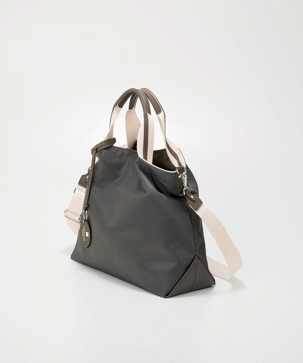 TOPKAPI 【TREASURE TOPKAPI】ストライプハンドル ナイロン 2way トートバッグ A4対応 ダークグレー