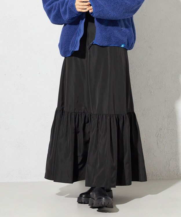 SHARE PARK LADIES 【ウォータープルーフ】　マキシティアードスカート ブラック