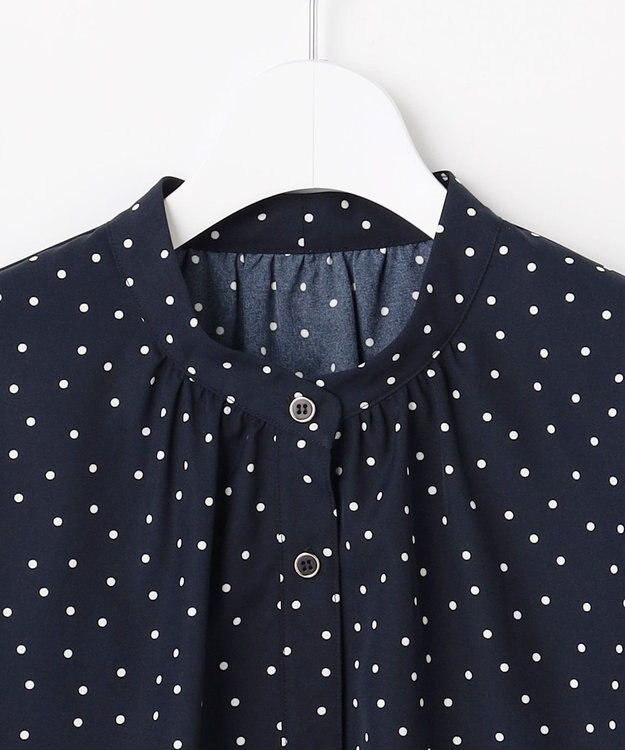 ANY SIS ラッフルレイヤード ブラウス ネイビードット