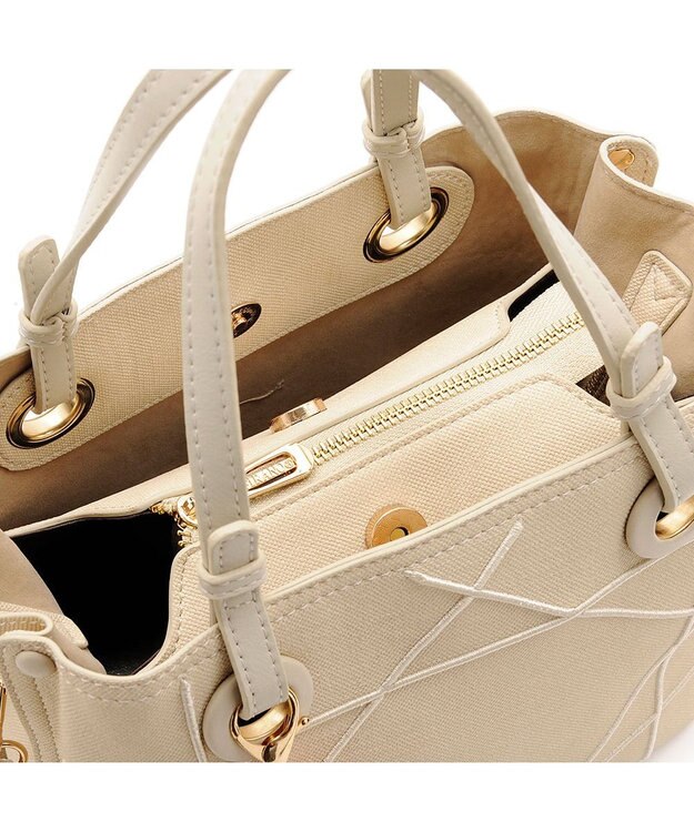 MioFIRANO カジュアルシッククロスラインハンドバッグ 2WAY チャーム付き　FIRANO フィラノ IVORY