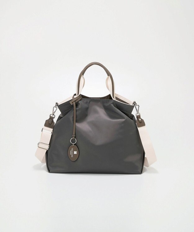 TOPKAPI 【TREASURE TOPKAPI】ストライプハンドル ナイロン 2way トートバッグ A4対応 ダークグレー