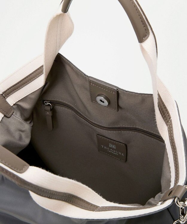 TOPKAPI 【TREASURE TOPKAPI】ストライプハンドル ナイロン 2way トートバッグ A4対応 ダークグレー