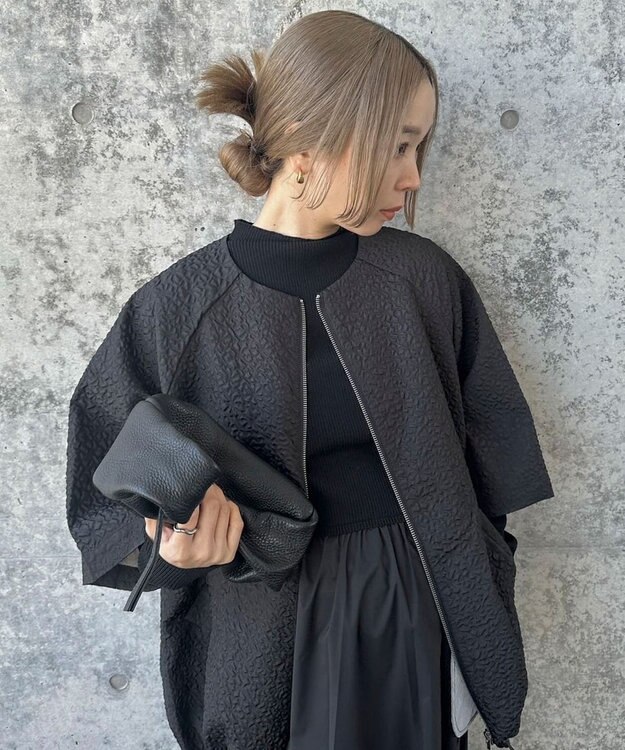 Green Parks AnriettMusee フロントジップジャガードブルゾン Black