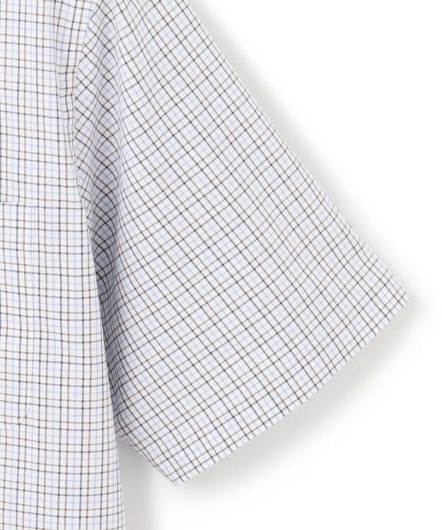 J.PRESS MEN 【EXTRA COMFORT / 形態安定・ストレッチ・抗菌防臭・速乾】ピンオックス サマーチェック 半袖シャツ/B.D. ブラウン系3