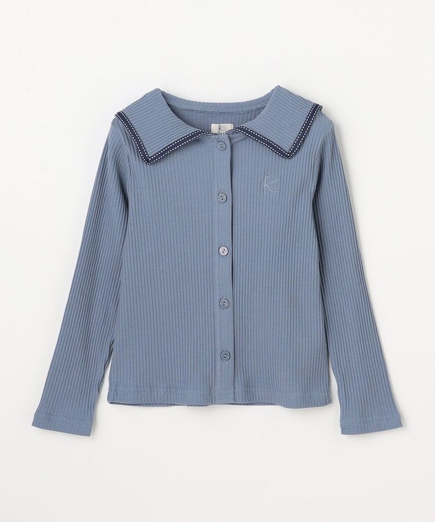 組曲 KIDS 【110-140㎝】 セーラーカラー リブトップス サックスブルー