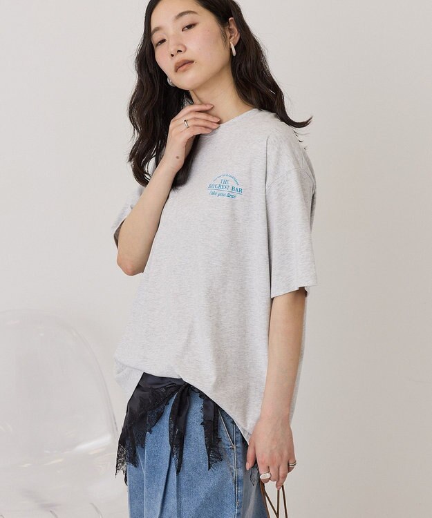 AMERICAN HOLIC BARロゴプリントTシャツ Light Gray Mixture