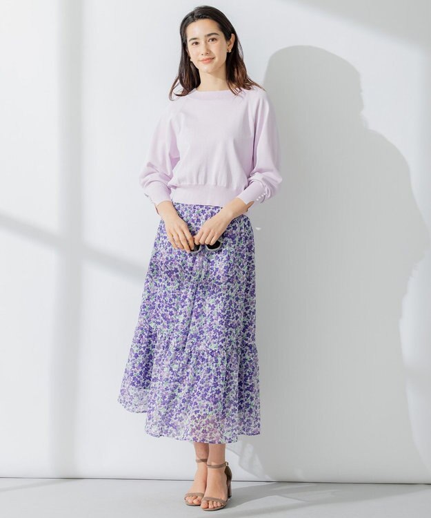 組曲 【23SS】ヴィンテージフラワープリント スカート パープル系5
