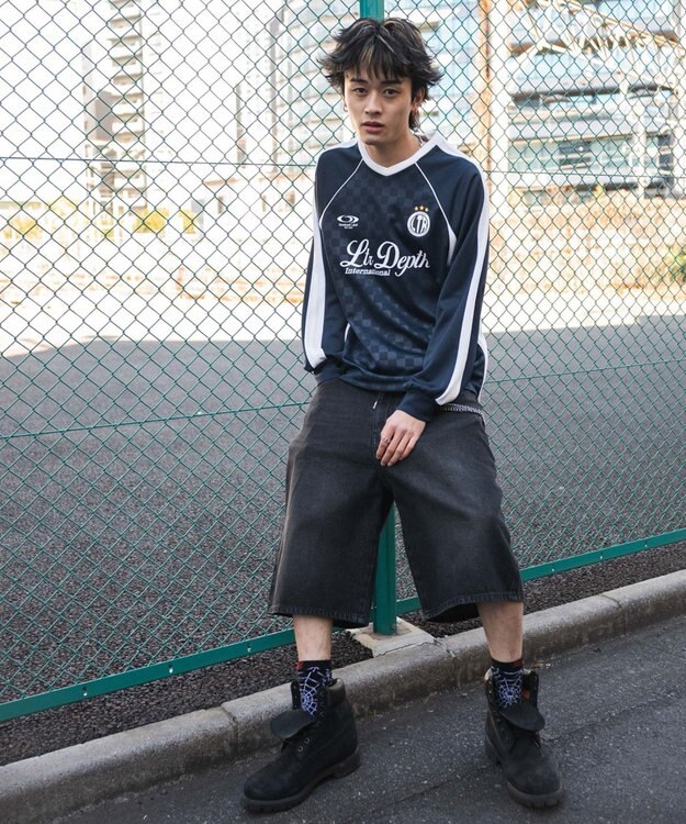 WEGO 【ユニセックス着用ITEM/MLサイズ展開】ラインスリーブゲームT（LS） ネイビー