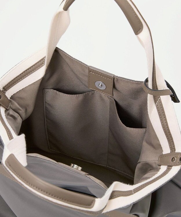 TOPKAPI 【TREASURE TOPKAPI】ストライプハンドル ナイロン 2way トートバッグ A4対応 ダークグレー