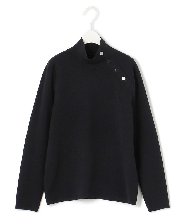 ICB L 【洗える】ウールブレンドスムース ハイネックプルオーバー ブラック系
