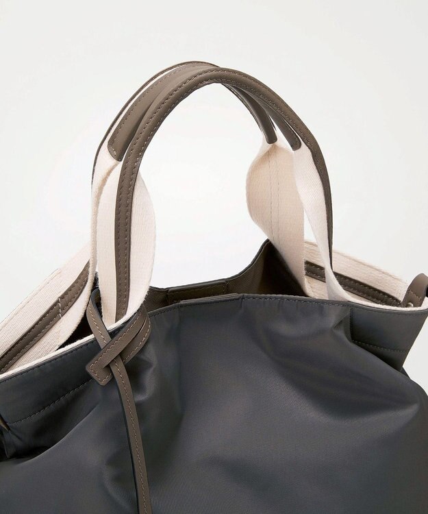 TOPKAPI 【TREASURE TOPKAPI】ストライプハンドル ナイロン 2way トートバッグ A4対応 ダークグレー