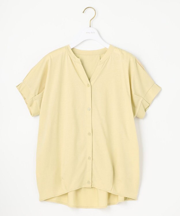 ANY SIS シルケットストライプ スキッパー カットソー 【WEB・一部店舗限定】レモンイエロー