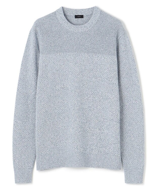 JOSEPH HOMME 【LEON 掲載】シルクバルキーハニカム　クルーネックニット サックスブルー系