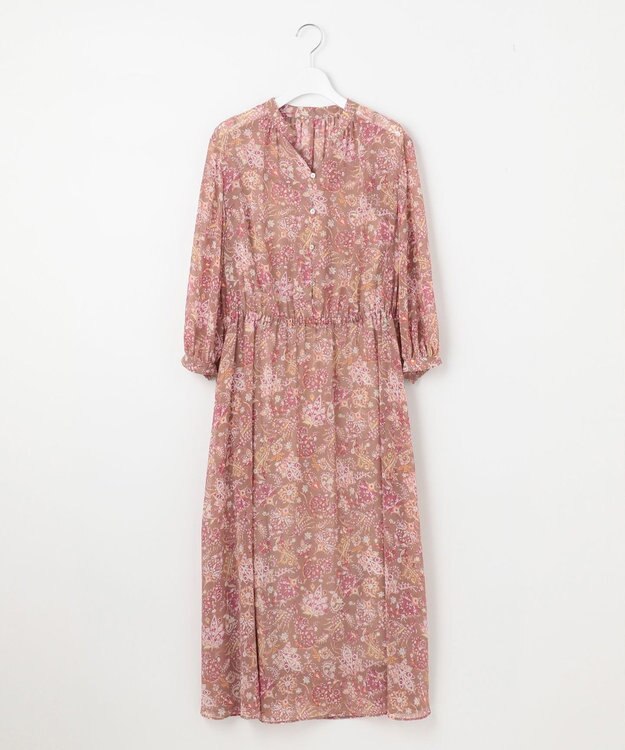 自由区 【速乾性・放湿性・防シワ性】サラサプリント ワンピース ブラウン系5