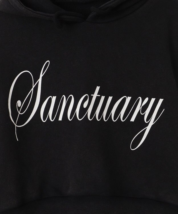 WEGO エンジェルプリントショートプルパーカー ブラック