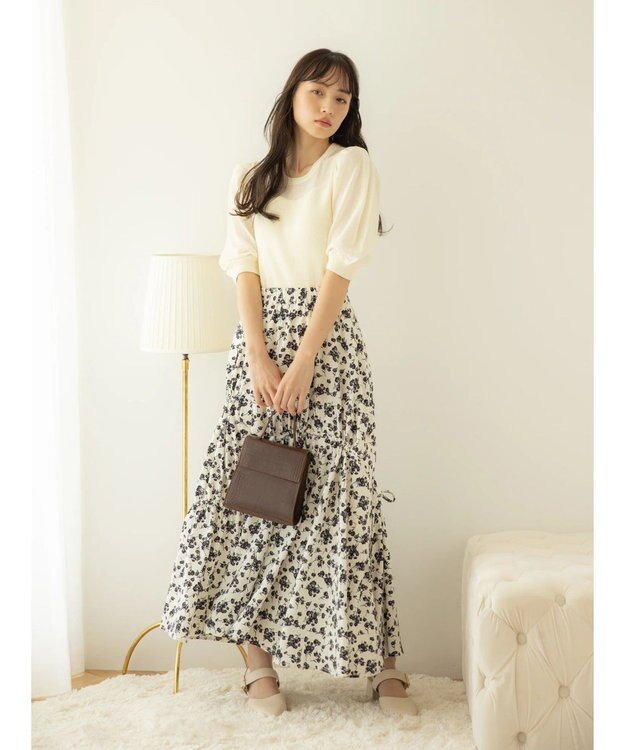 earth music&ecology シアーパワショルニットプルオーバー Ivory