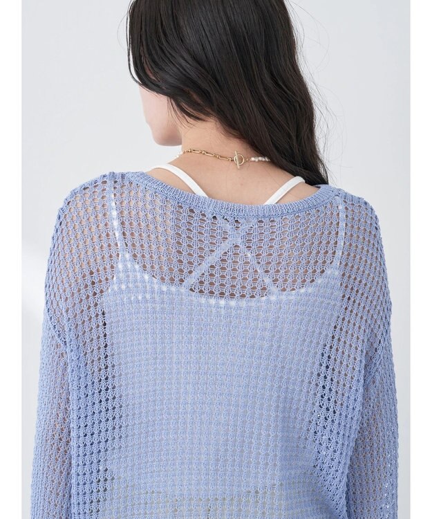 earth music&ecology レーシーニットプルオーバー Blue