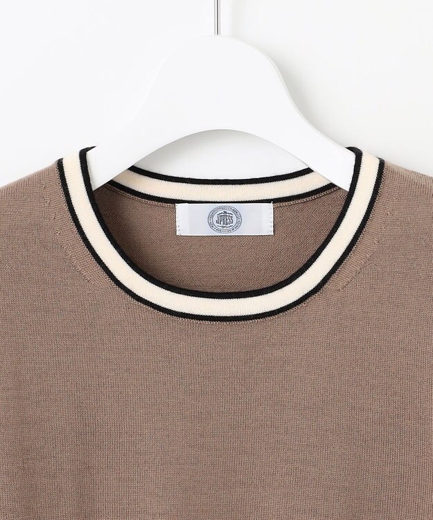 J.PRESS LADIES L 【洗える】トリムツイン ニット モカ系
