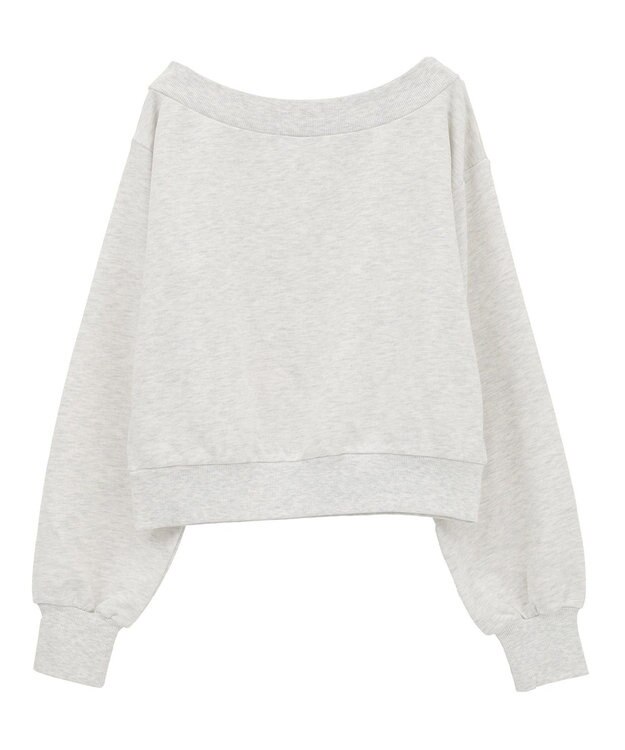 earth music&ecology ショート丈ワンポイント刺繍オフショルスウェット Oatmeal