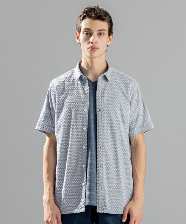 JOSEPH HOMME アロージャガードストレッチ　半袖シャツ ライトグレー系