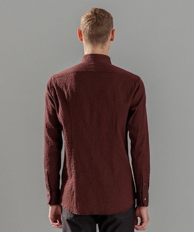 JOSEPH HOMME トライジャガードストレッチ　ウィングカラーシャツ ワイン系