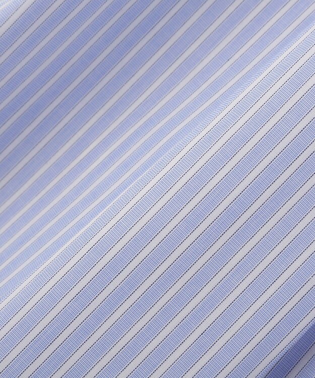 Green Parks イージーケア袖タックブラウス Stripe Blue