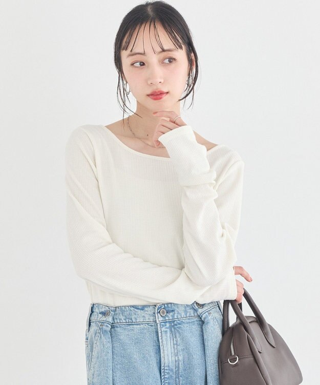 earth music&ecology 【前後2WAY】ツイストカットアウトプルオーバー Ivory