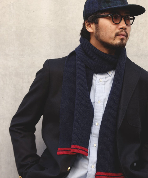 J.PRESS MEN 【WEB限定】スクール ラインマフラー ネイビー系1