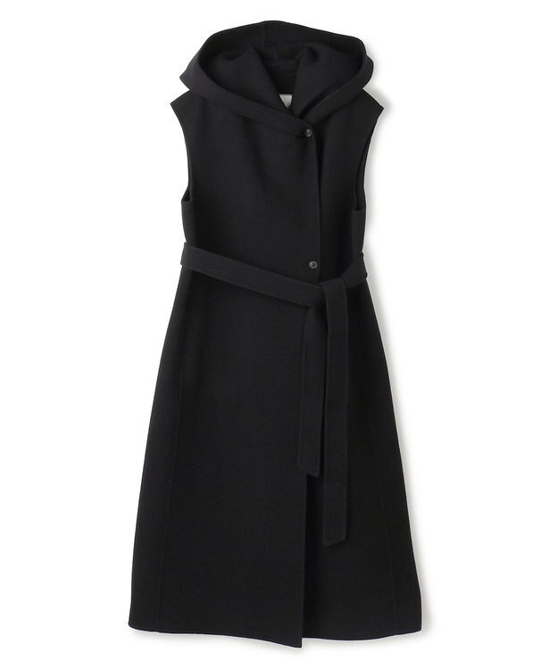 BEIGE， LEMOORE / ウールリバーフード付きロングジレ Black