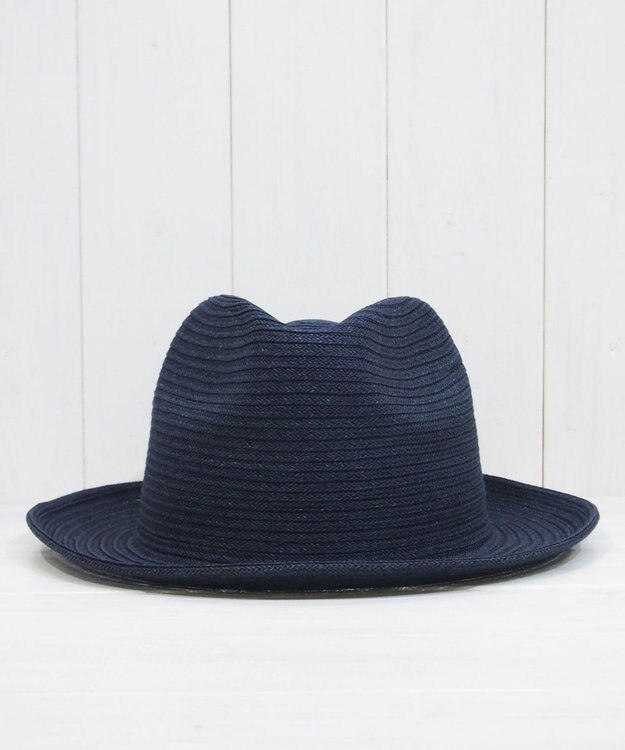 石田製帽 【UNISEX】インディゴ染め和紙ブレード 中折れ ソフトハット ネイビー