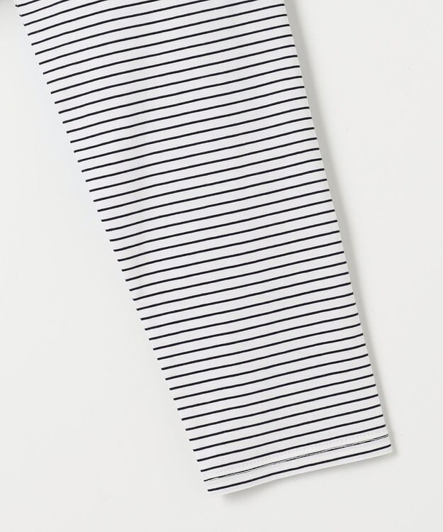 J.PRESS LADIES ベーシックジャージーシャツテール ボーダー カットソー オフ×ネイビー系