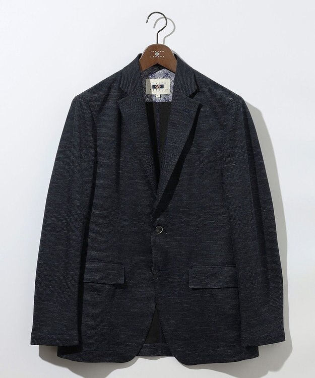 JOSEPH ABBOUD 【洗える・軽量・ストレッチ・速乾】ノルマンディーリネントップ ジャージー ジャケット ネイビー系