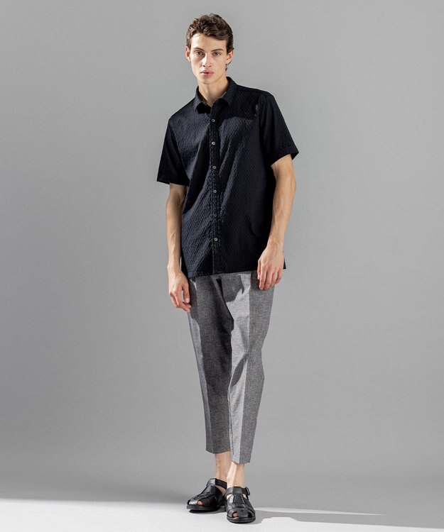 JOSEPH HOMME アロージャガードストレッチ　半袖シャツ ブラック系