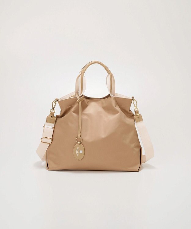 TOPKAPI 【TREASURE TOPKAPI】ストライプハンドル ナイロン 2way トートバッグ A4対応 ライトベージュ