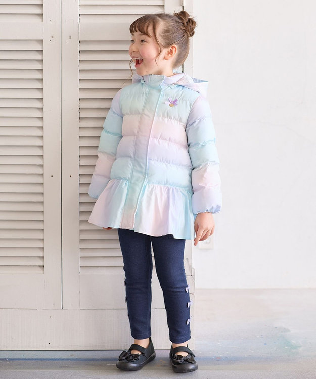 ANY KIDS 【洗濯機OK】中綿 リボン コート レインボー