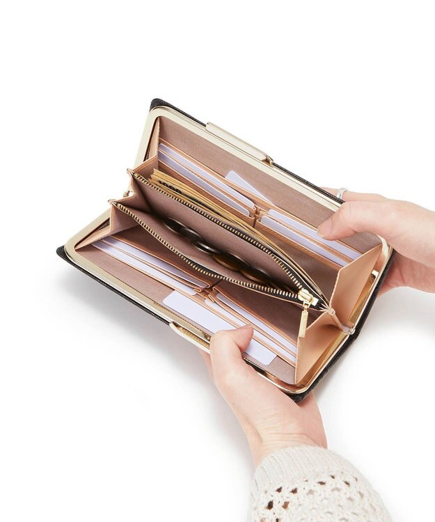 TOPKAPI 【TOPKAPI】イタリアンレザーリザード型押し がま口長財布 LUCIA ルチア ブラック