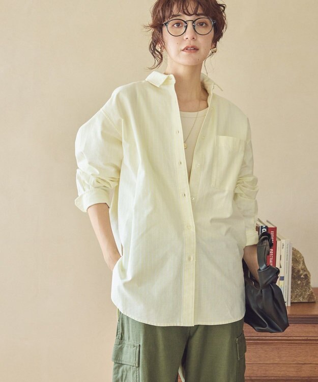 AMERICAN HOLIC ＵＶカットリサイクルコットンオックスシャツ Stripe Yellow