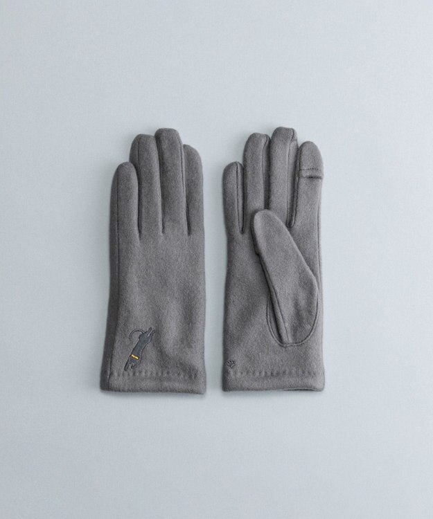 ORuKuBET おひるねねこ刺繍ジャージグローブ(WOMEN)【タッチパネル対応】 グレー