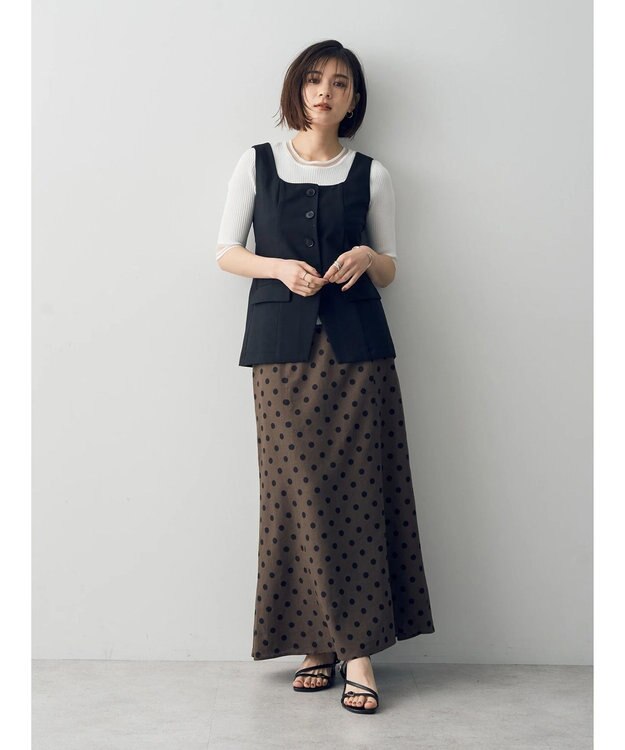 YECCA VECCA リネンライクビスチェベスト Black