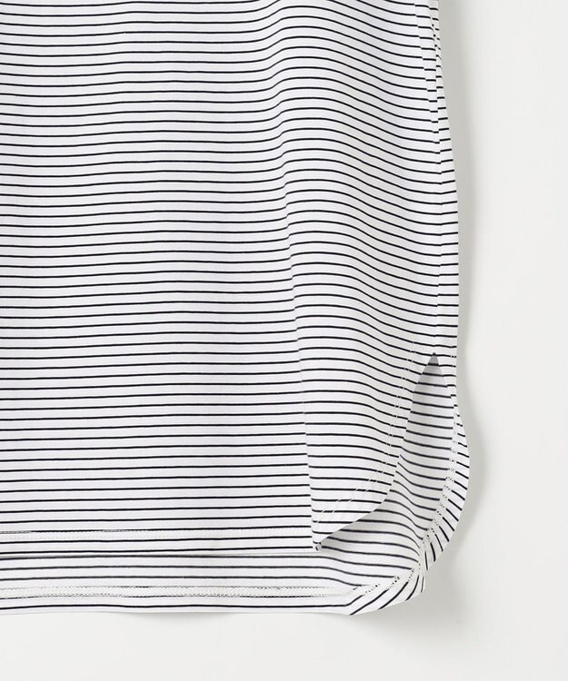 J.PRESS LADIES ベーシックジャージーシャツテール ボーダー カットソー オフ×ネイビー系