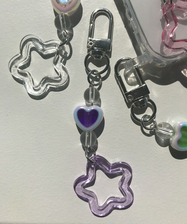 WEGO クリアフラワーミニキーホルダー ライトパープル