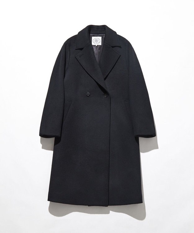 J.PRESS LADIES Pureラムウール ダブル ロングコート ブラック系