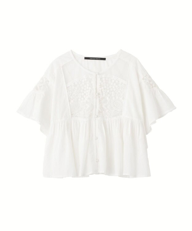 YECCA VECCA 刺繍レースブラウス Off White