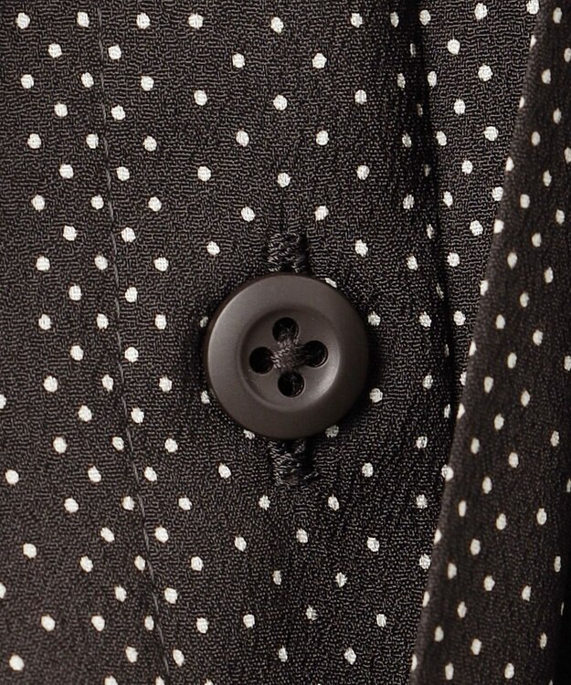 J.PRESS LADIES S 【洗える】ドットデシンプリント ボウタイ バンドカラー ブラウス ダークブラウン系