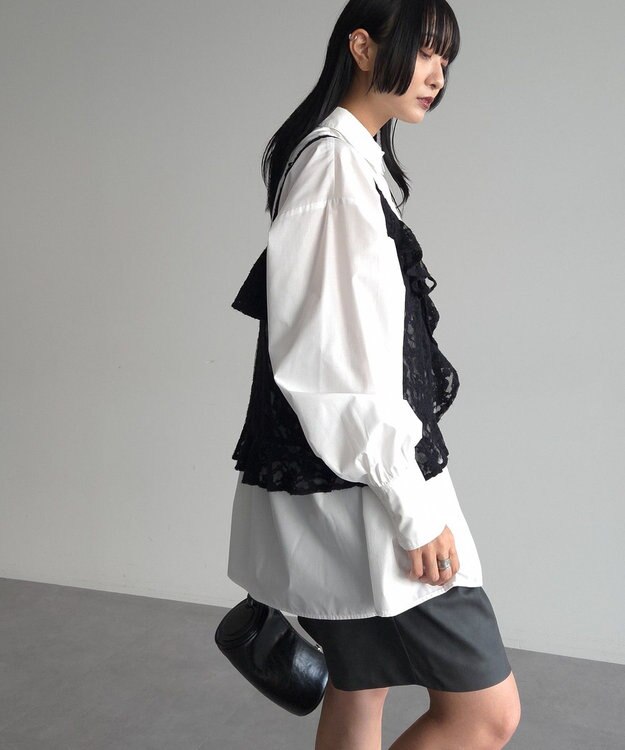 Green Parks レースフリルキャミビスチェ Black