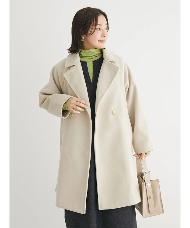 Green Parks ビーバー調テーラードカラーコート Cream