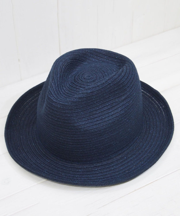 石田製帽 【UNISEX】インディゴ染め和紙ブレード 中折れ ソフトハット ネイビー