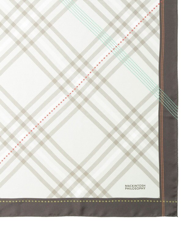 MOONBAT MACKINTOSH PHILOSOPHY(マッキントッシュ フィロソフィー）シルクスカーフ チェック 88×88㎝ 日本製 ベージュ