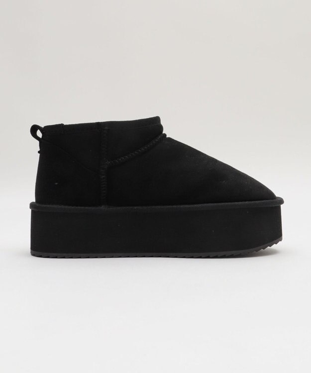 WEGO 【25年秋冬新作/あったかブーツ】厚底ムートンタッチブーツ ブラック