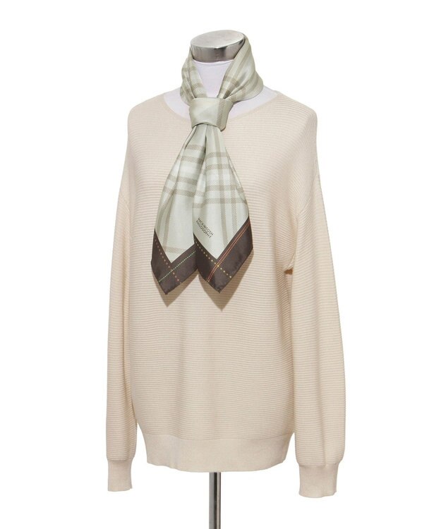 MOONBAT MACKINTOSH PHILOSOPHY(マッキントッシュ フィロソフィー）シルクスカーフ チェック 88×88㎝ 日本製 ベージュ